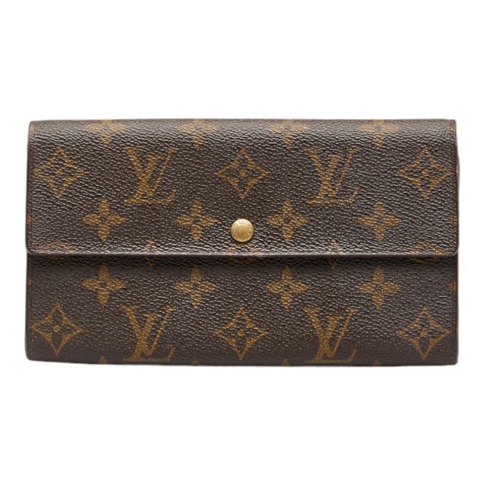 Authentic Louis Vuitton Porte Monet Brown Monogram Leather Bifold  Wallet-$1000