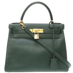Hermes Kelly 28 Inner Stitch Ardennes Veil 〇V Engraved Handbag Bag Green