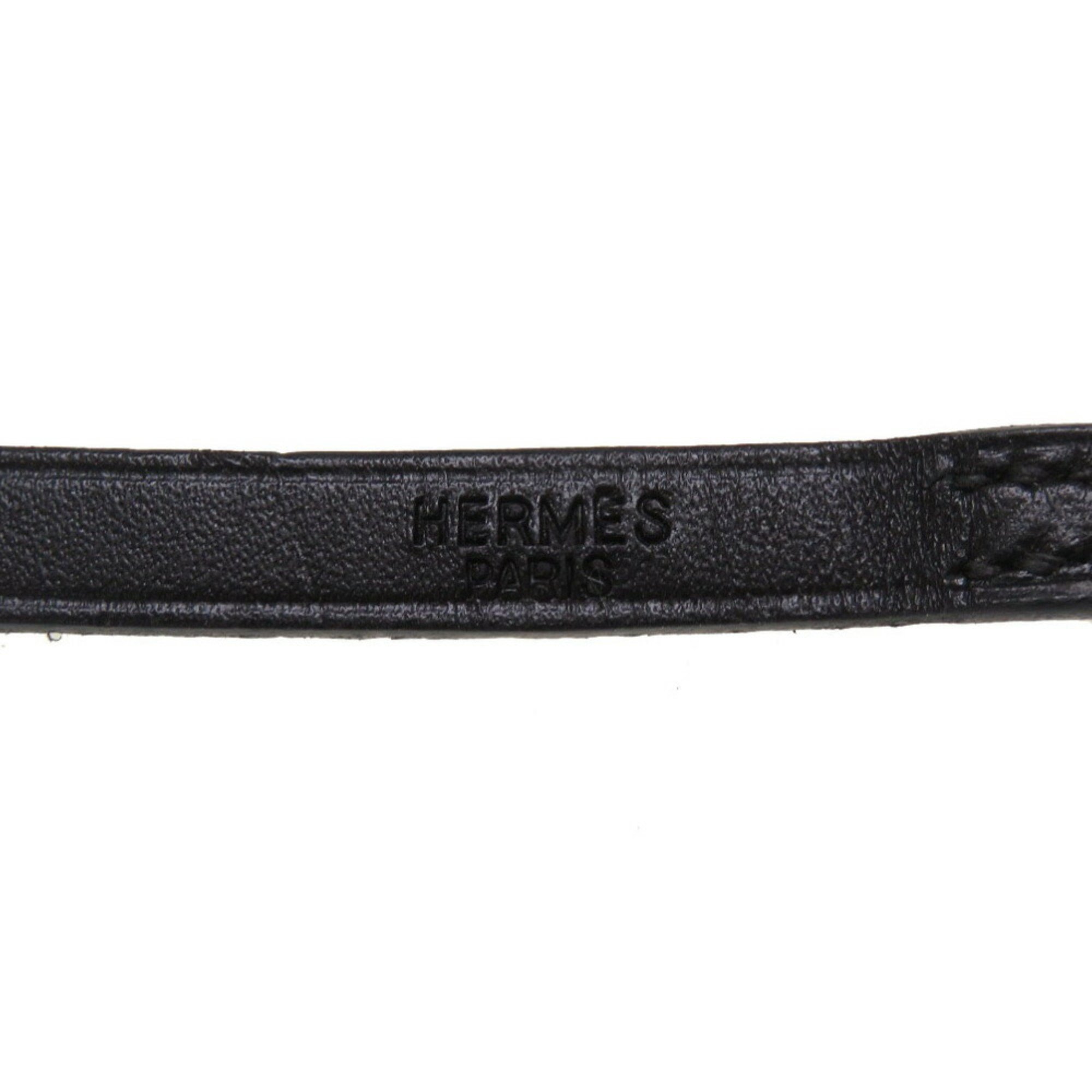 Hermes Api 3 leather black □E engraved bracelet