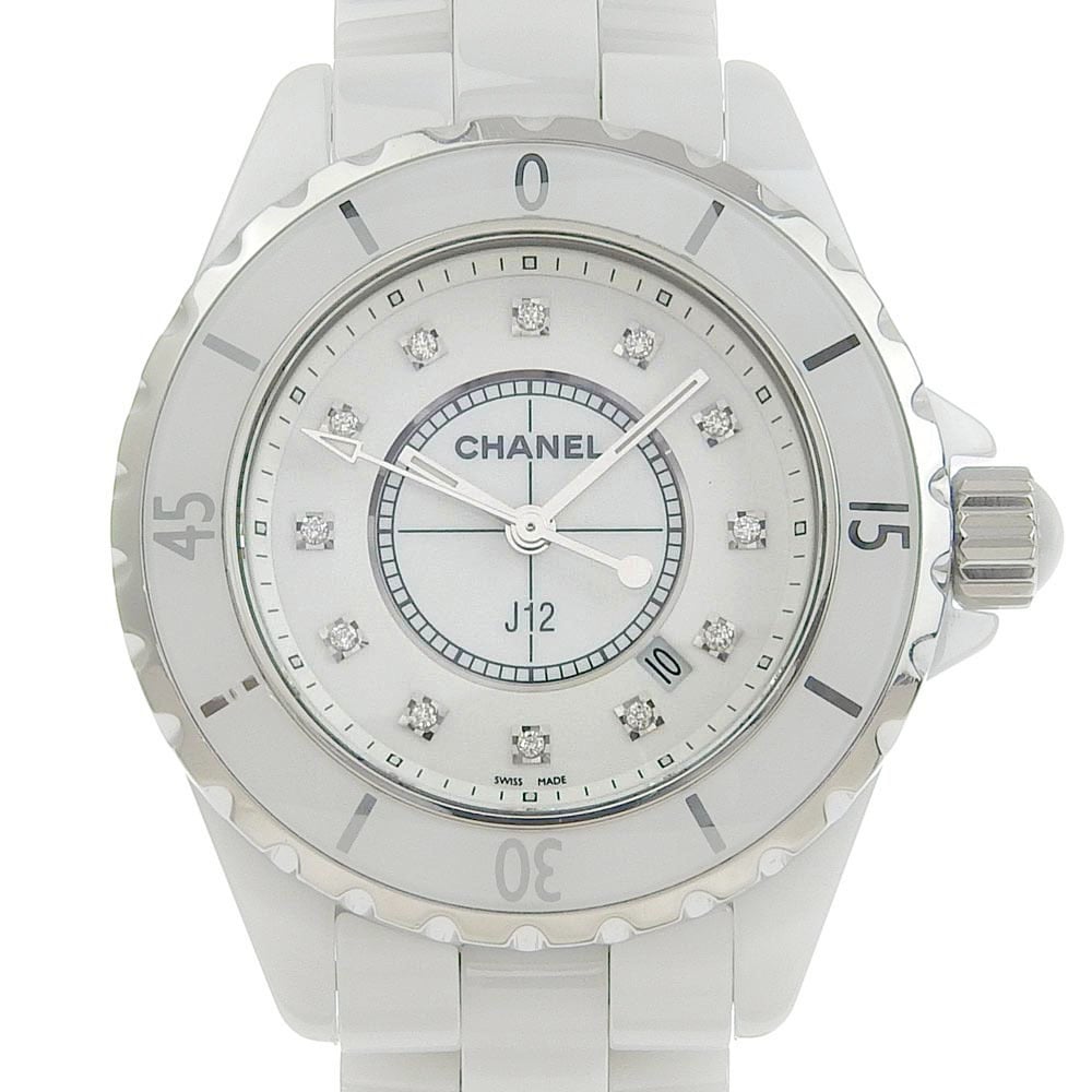 CHANEL Chanel J12 watch 12P diamond H1628 white ceramic quartz analog  display ladies dial
