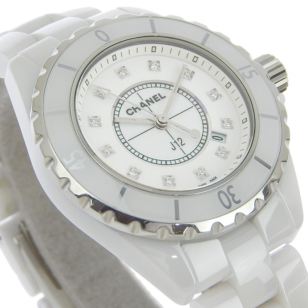CHANEL Chanel J12 watch 12P diamond H1628 white ceramic quartz