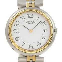 HERMES Hermes Profile Watch Vintage Combi Stainless Steel x Gold Plated Silver Quartz Analog Display Boys White Dial