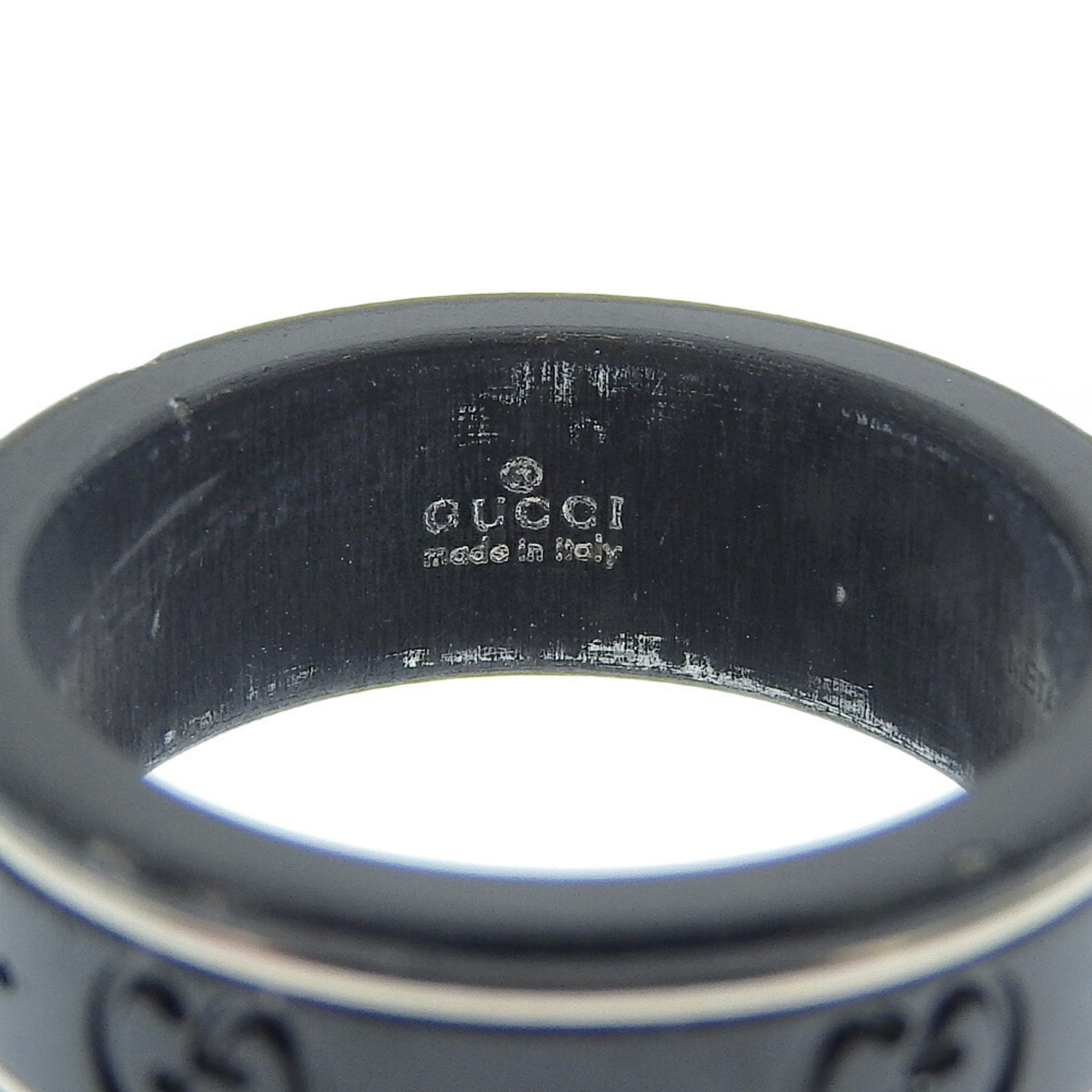 GUCCI Gucci Icon Ring Ring/Ring GG Plastic x K18 White Gold No. 12 Black Women's