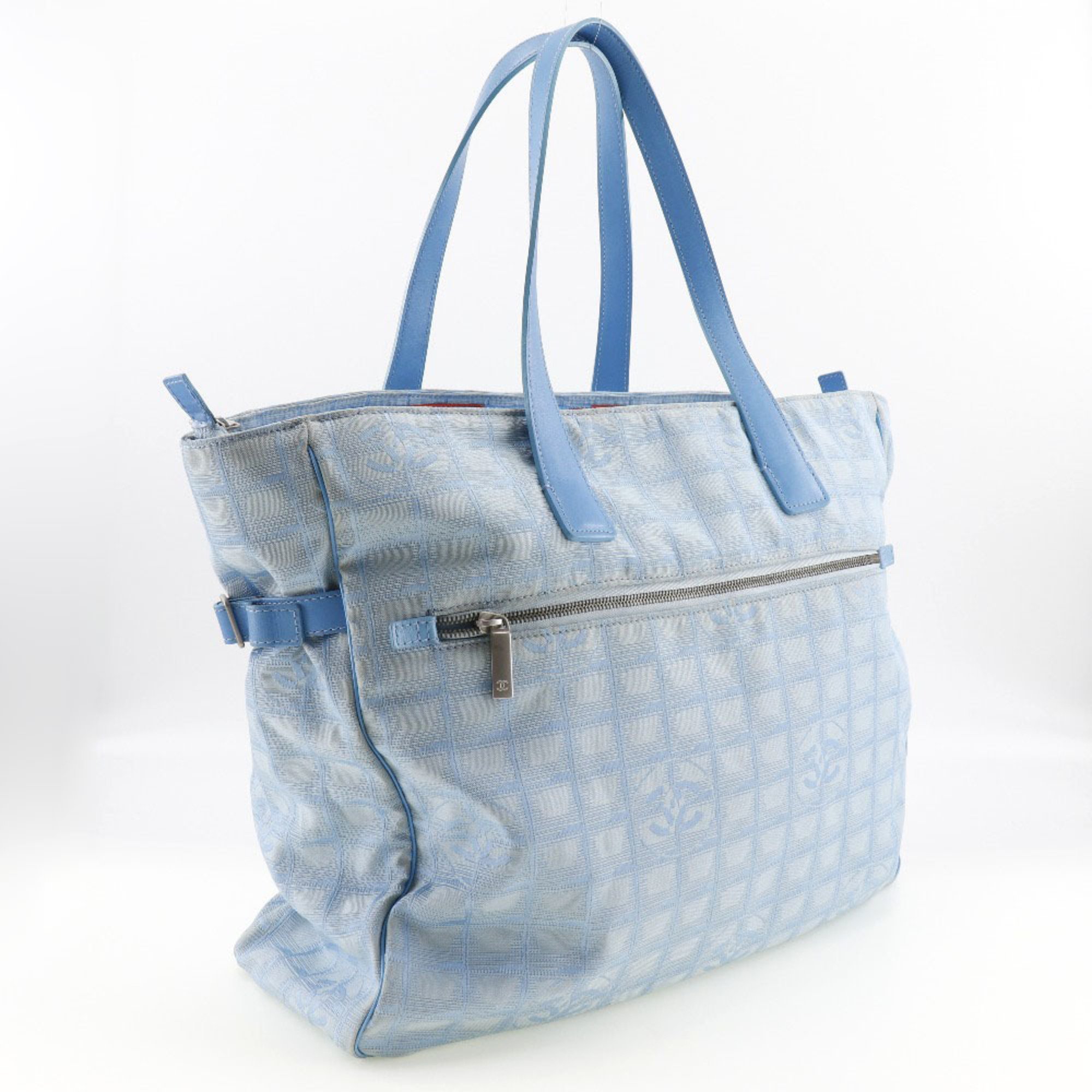 CHANEL Chanel Tote TGM Bag New Travel Line A15826 Nylon Canvas Light Blue Ladies