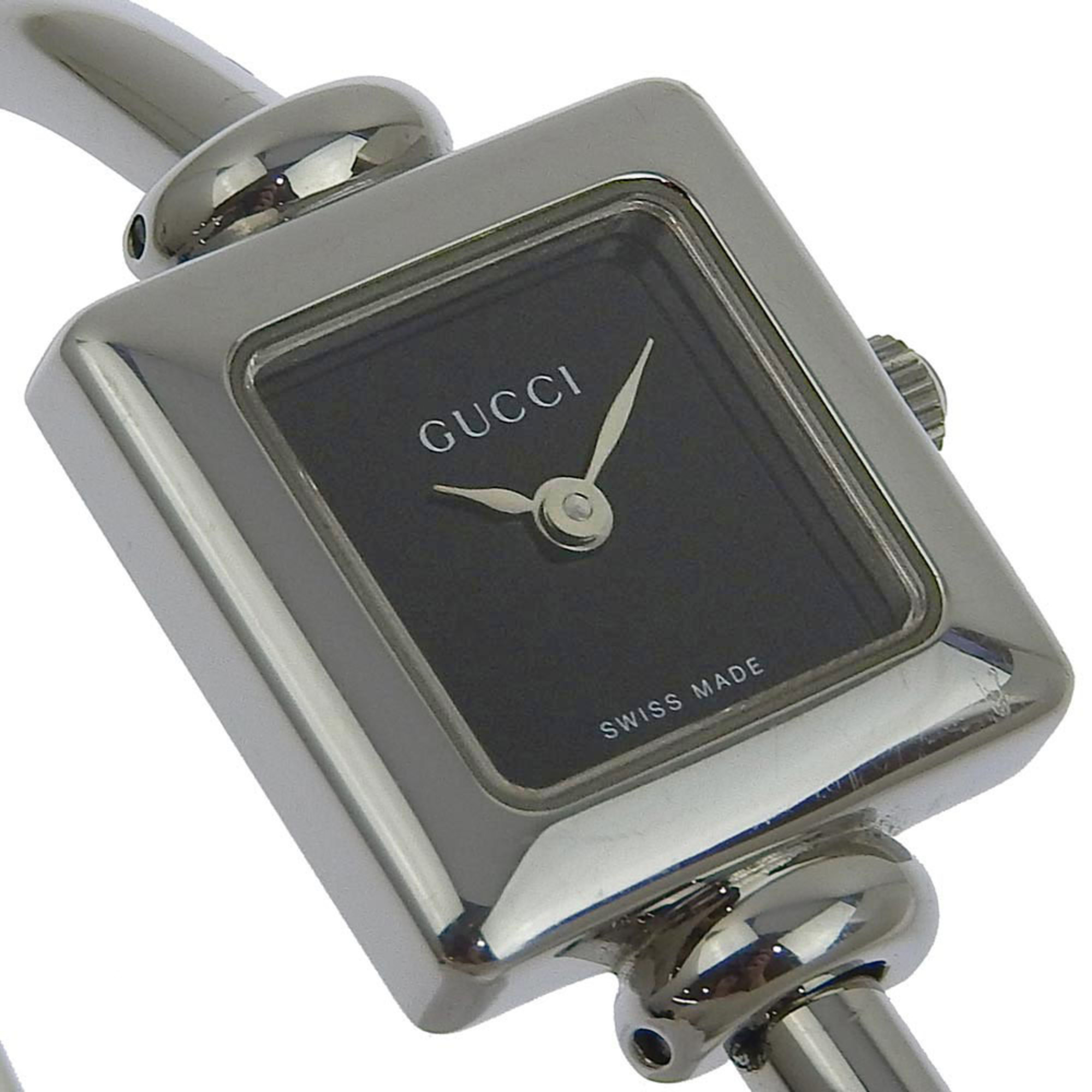 GUCCI Gucci watch 1900L stainless steel silver quartz analog display ladies black dial