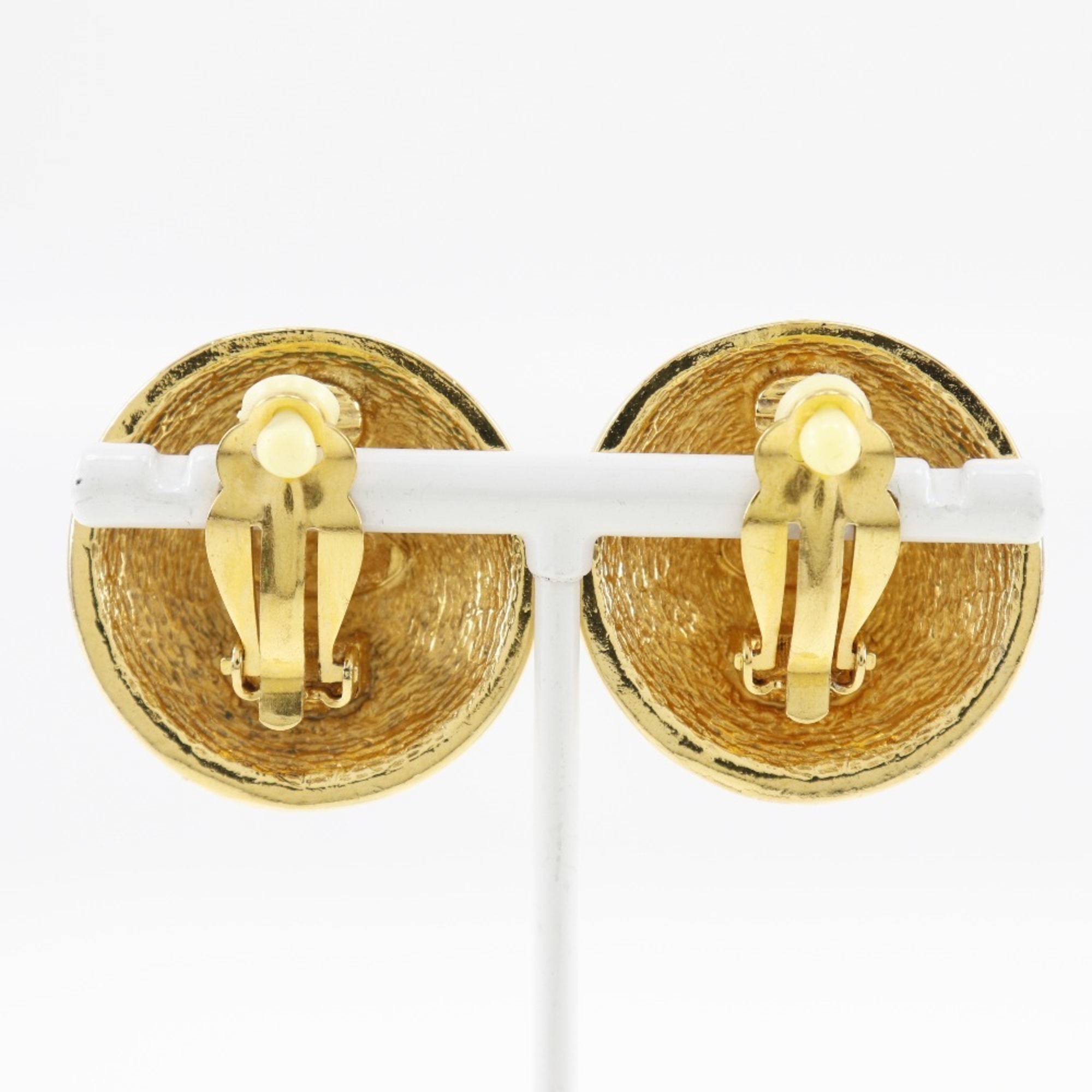 CHANEL Chanel here mark earrings matelasse vintage gold plated ladies