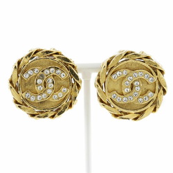 CHANEL Chanel Coco Mark Earring Chain Vintage Gold Plated x Rhinestone 23 Women's