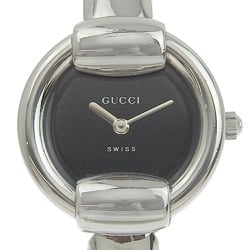 GUCCI Gucci watch 1400L stainless steel silver quartz analog display ladies black dial
