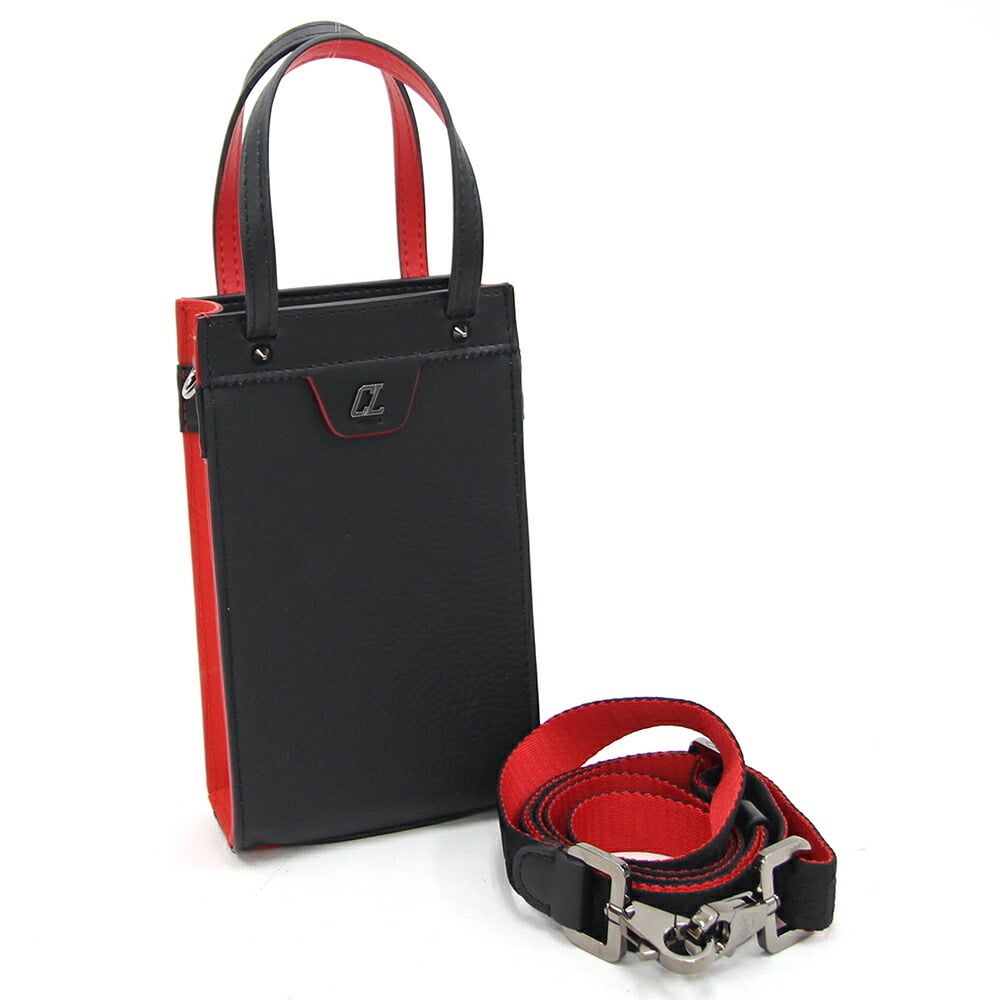 Christian Louboutin Louboutin Handbag Louis Tote Nano Crossbody Bag 3225386  Black Red Leather Men's Body Christian