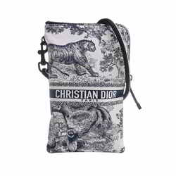 Christian Dior Nylon Multifunction Phone Pouch Shoulder Navy Women's