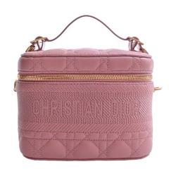 Christian Dior DIORTRAVEL Canage Leather Small Vanity Bag Shoulder Pink Ladies