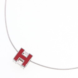 Hermes Choker Cage Do Ash H Cube Silver Red Metal Enamel Necklace Chain Ladies HERMES