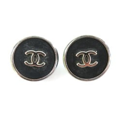 Chanel CHANEL Earrings Cocomark Metal/Plastic Gunmetal/Black Women's