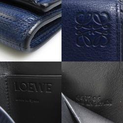 Loewe LOEWE Trifold Wallet Anagram Leather Navy Blue Unisex