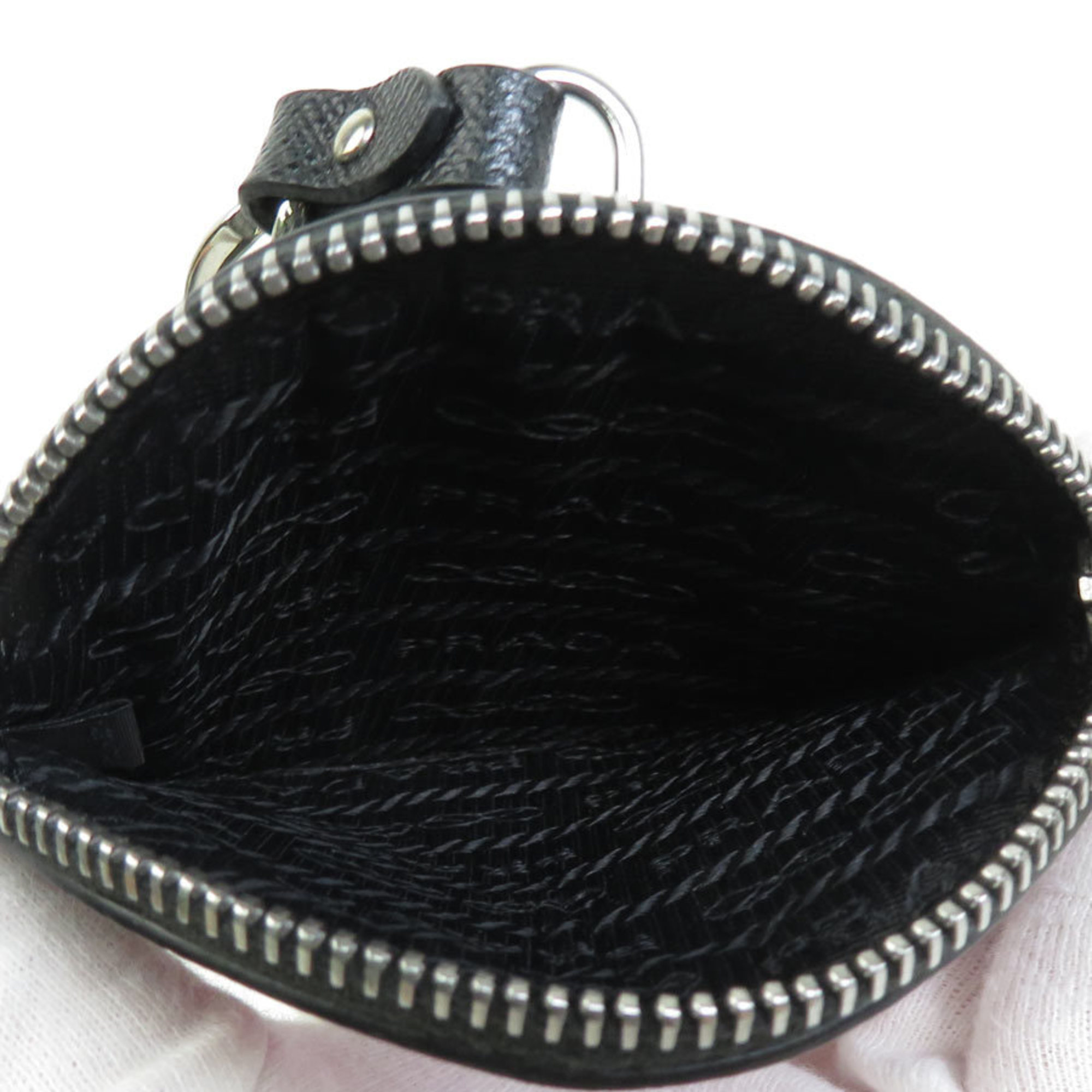 Prada PRADA coin case wallet leather black x pink series silver unisex 2TL389