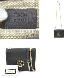 Gucci GUCCI Crossbody Shoulder Bag Leather/Metal Black/Light Gold Women's 510304
