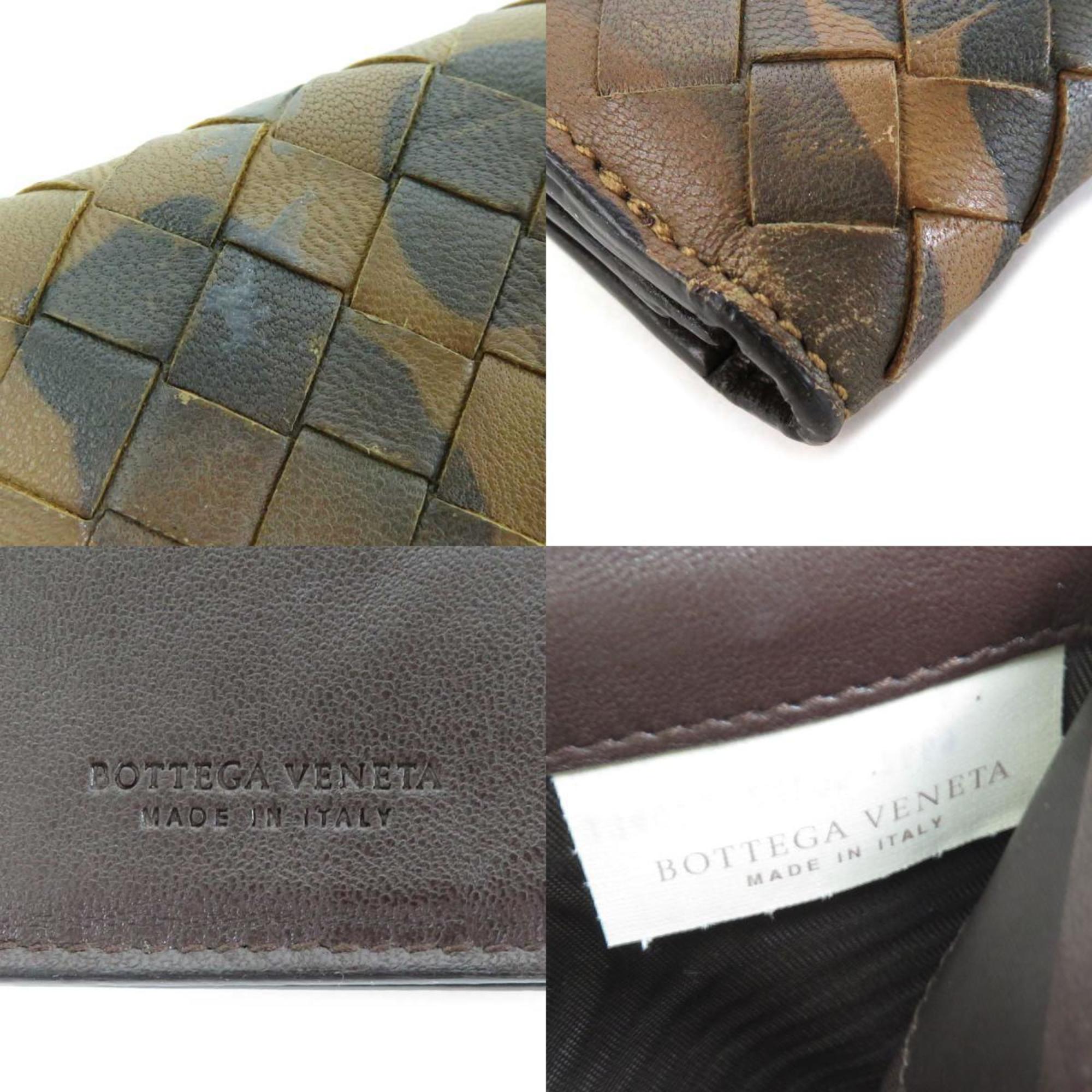 Bottega Veneta BOTTEGA VENETA Bifold Long Wallet Intrecciato Leather Brown Unisex