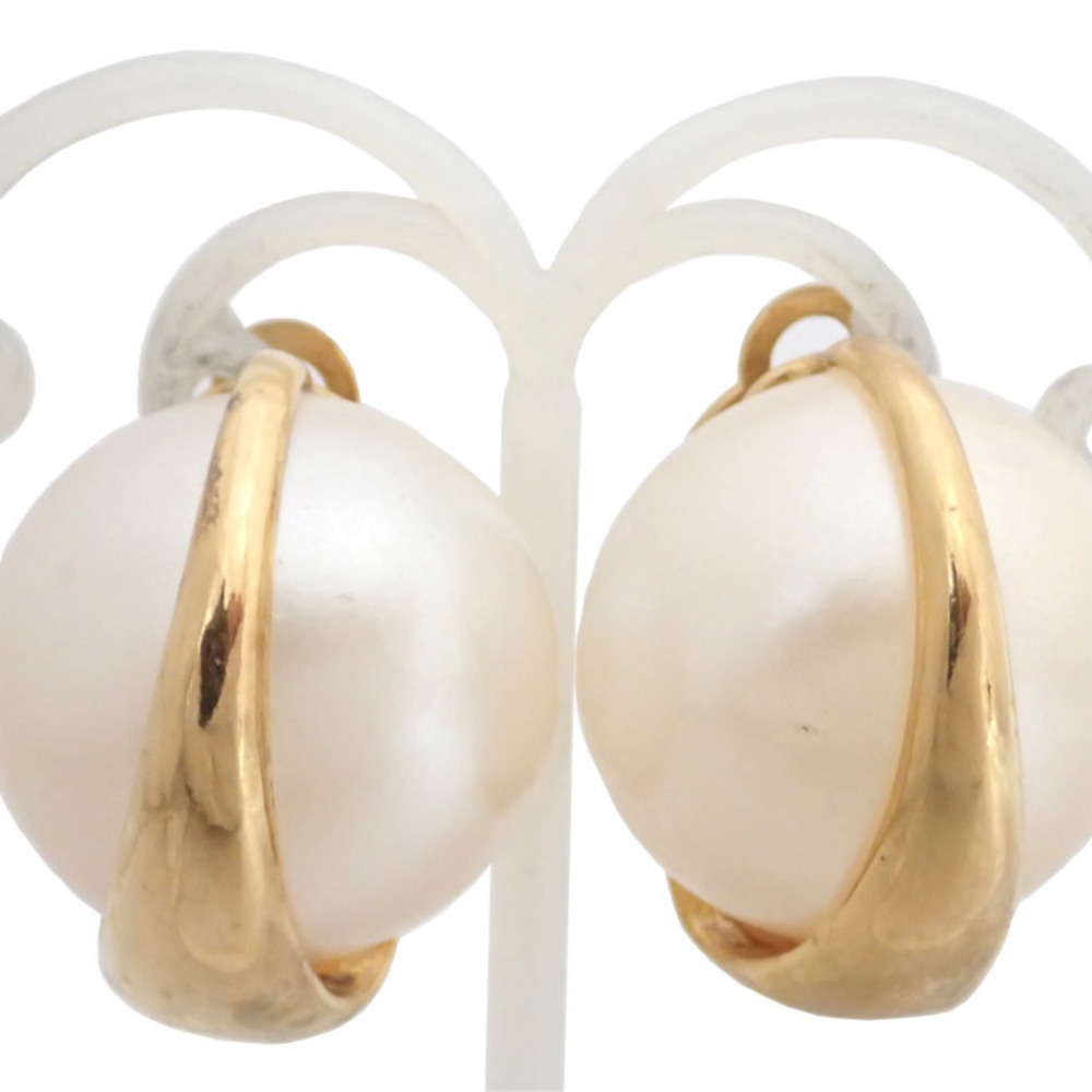 Chanel CHANEL Earrings Coco Mark Metal/Fake Pearl Gold x White Women's