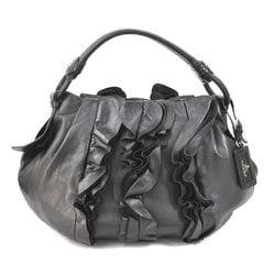 Prada PRADA shoulder bag leather black silver ladies
