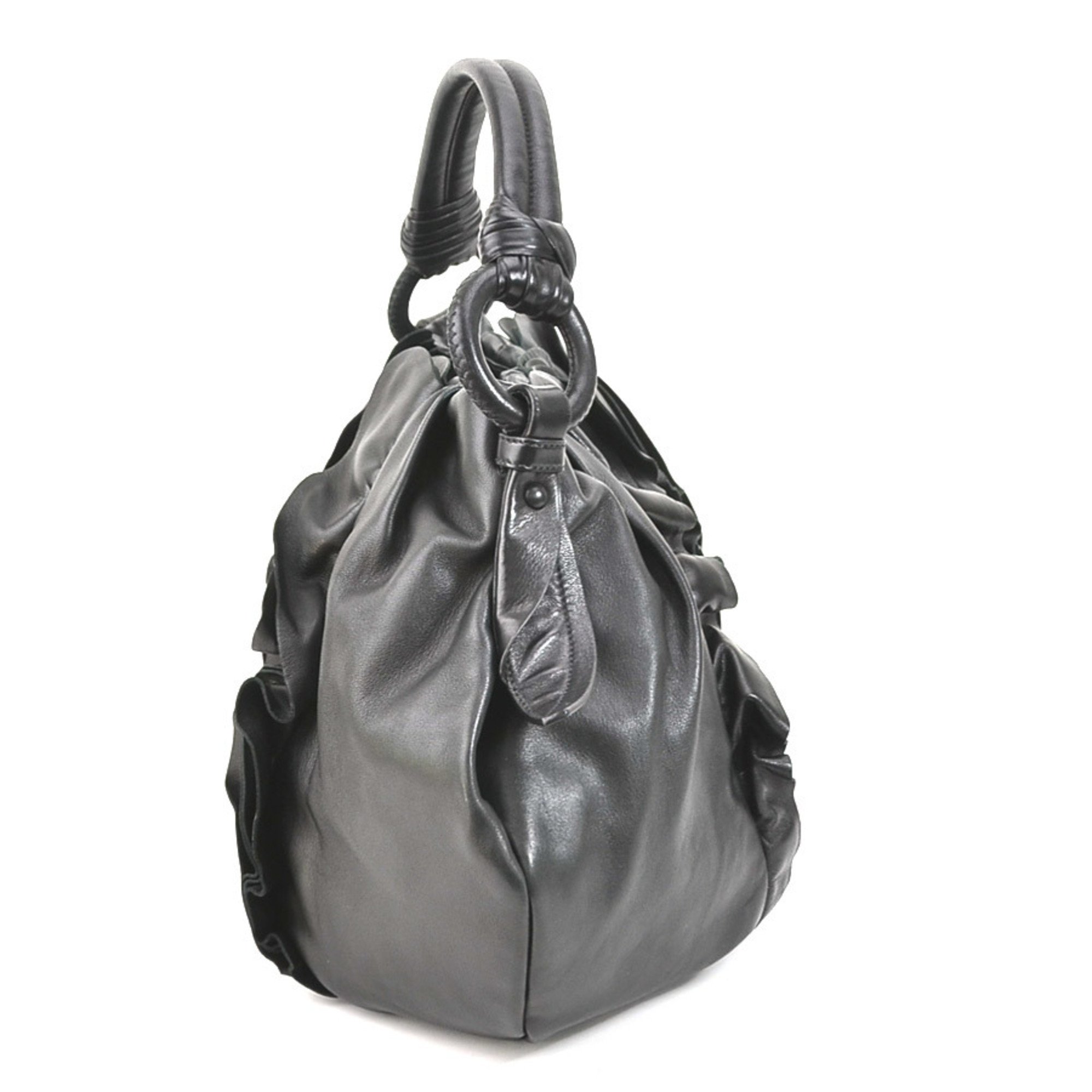 Prada PRADA shoulder bag leather black silver ladies