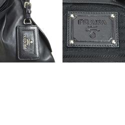 Prada PRADA shoulder bag leather black silver ladies