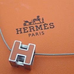 Hermes HERMES necklace H cube caged ash metal/enamel silver x orange unisex