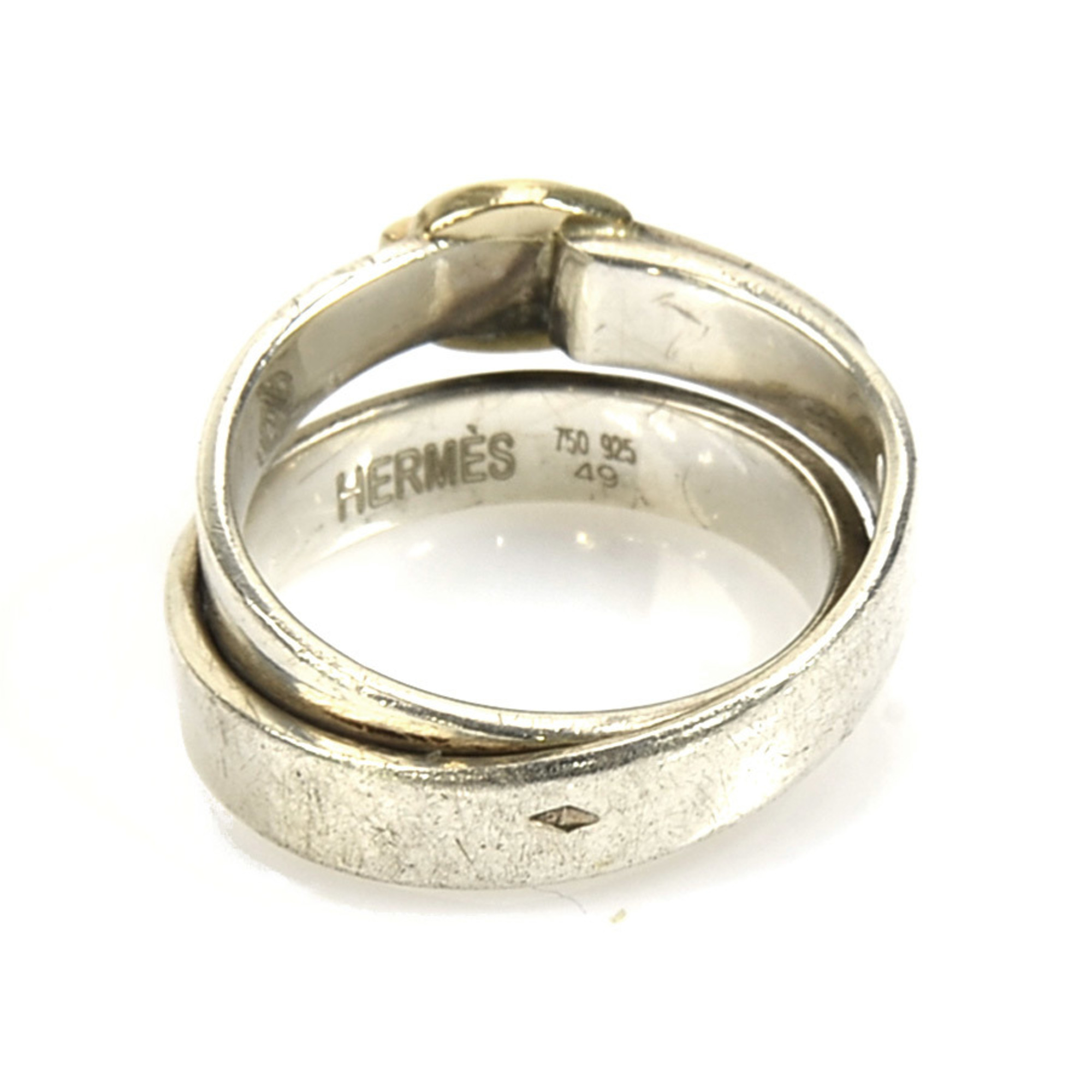 Hermes HERMES Ring Double True Silver 925/K18 Gold Women's No. 8.5