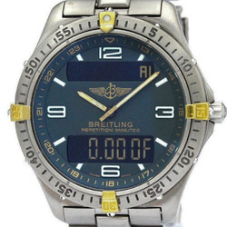 Polished BREITLING Aerospace 18K Gold Titanium Quartz Mens Watch F65062 BF558848