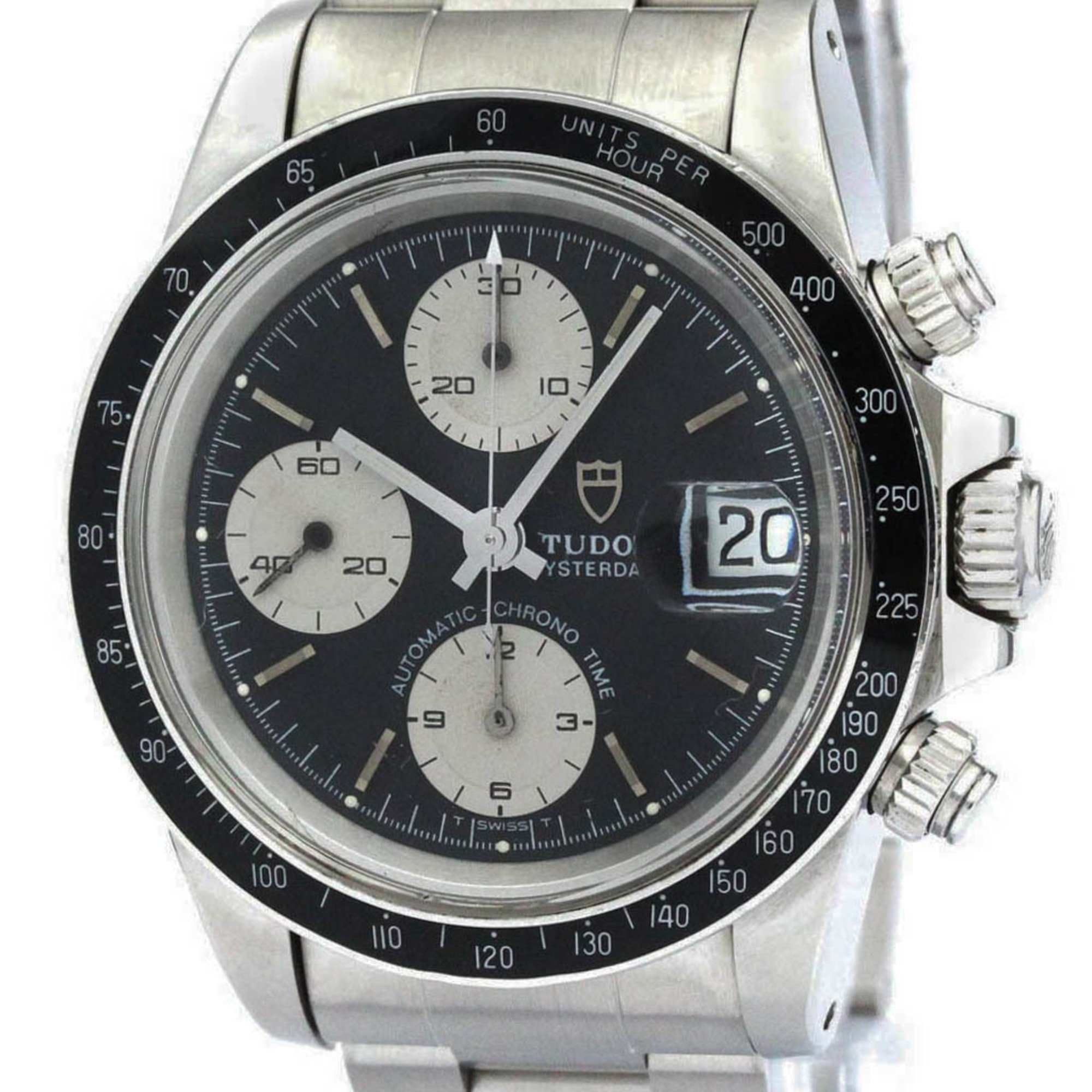 Polished TUDOR Oyster Date Chrono Time Steel Automatic Mens Watch 79160 79160