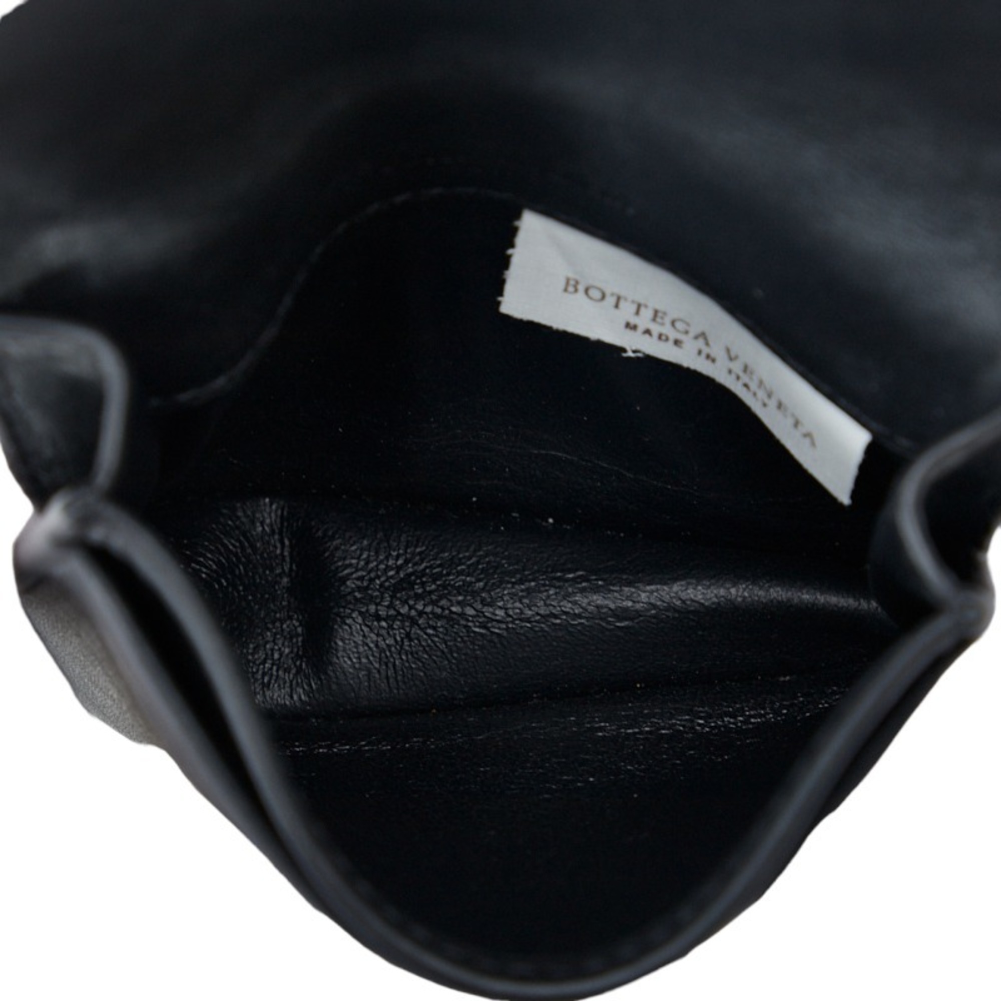 Bottega Veneta Business Card Holder Case Black Leather Men's BOTTEGAVENETA