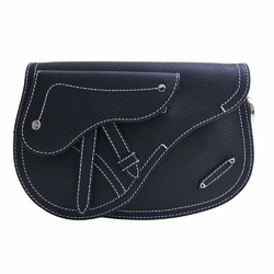 Christian Dior Leather Saddle Pouch Body Bag Shoulder 1ADPO095YKK Black Women's