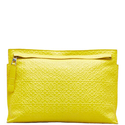 LOEWE Repeat Anagram Pouch Clutch Bag Yellow Leather Ladies