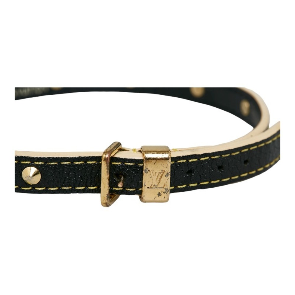 Louis Vuitton leather bracelet Suhari M91847 Double choker gold studded  brown