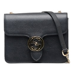 Gucci Interlocking G Chain Shoulder Bag 510304 Black Leather Women's GUCCI