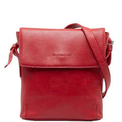 Burberry Nova Check Flap Shoulder Bag Red Leather Women's BURBERRY