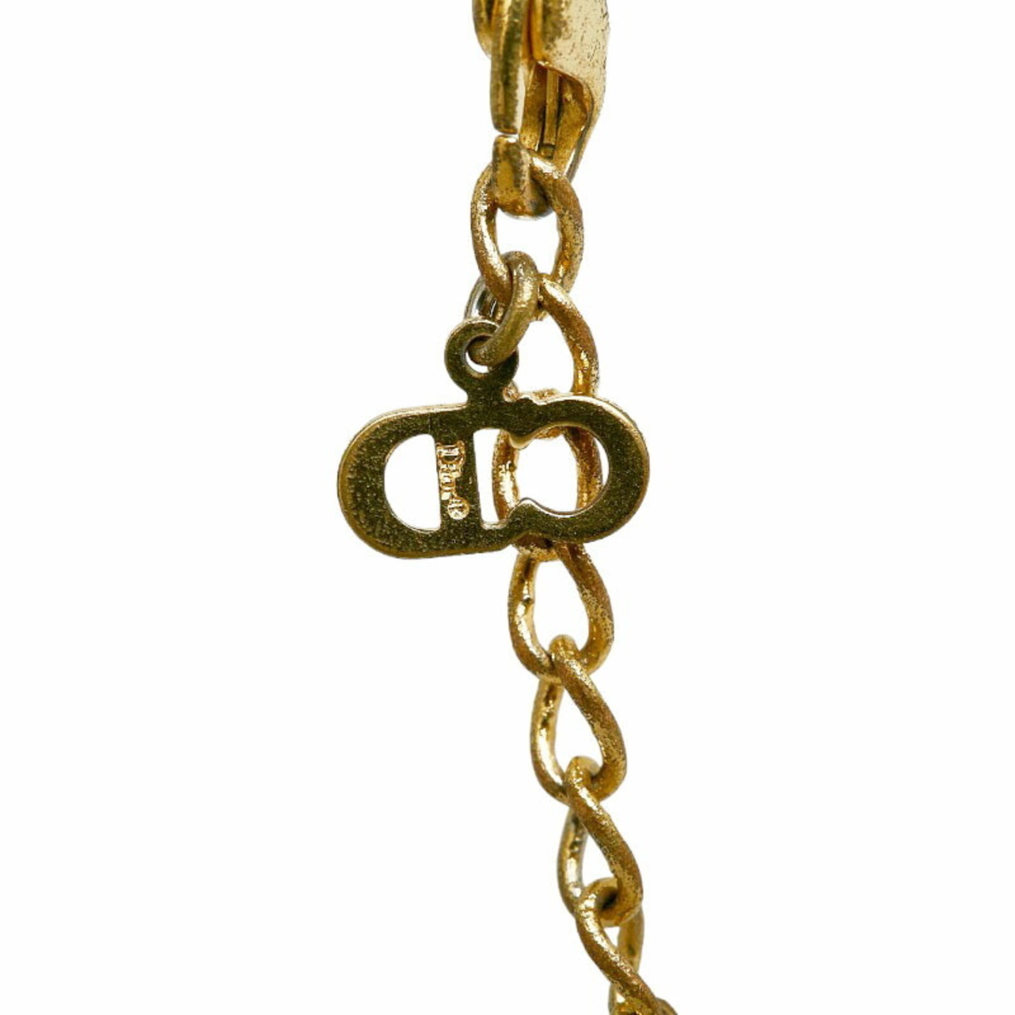Christian Dior Dior Trotter Plate Necklace Gold Plated Women's