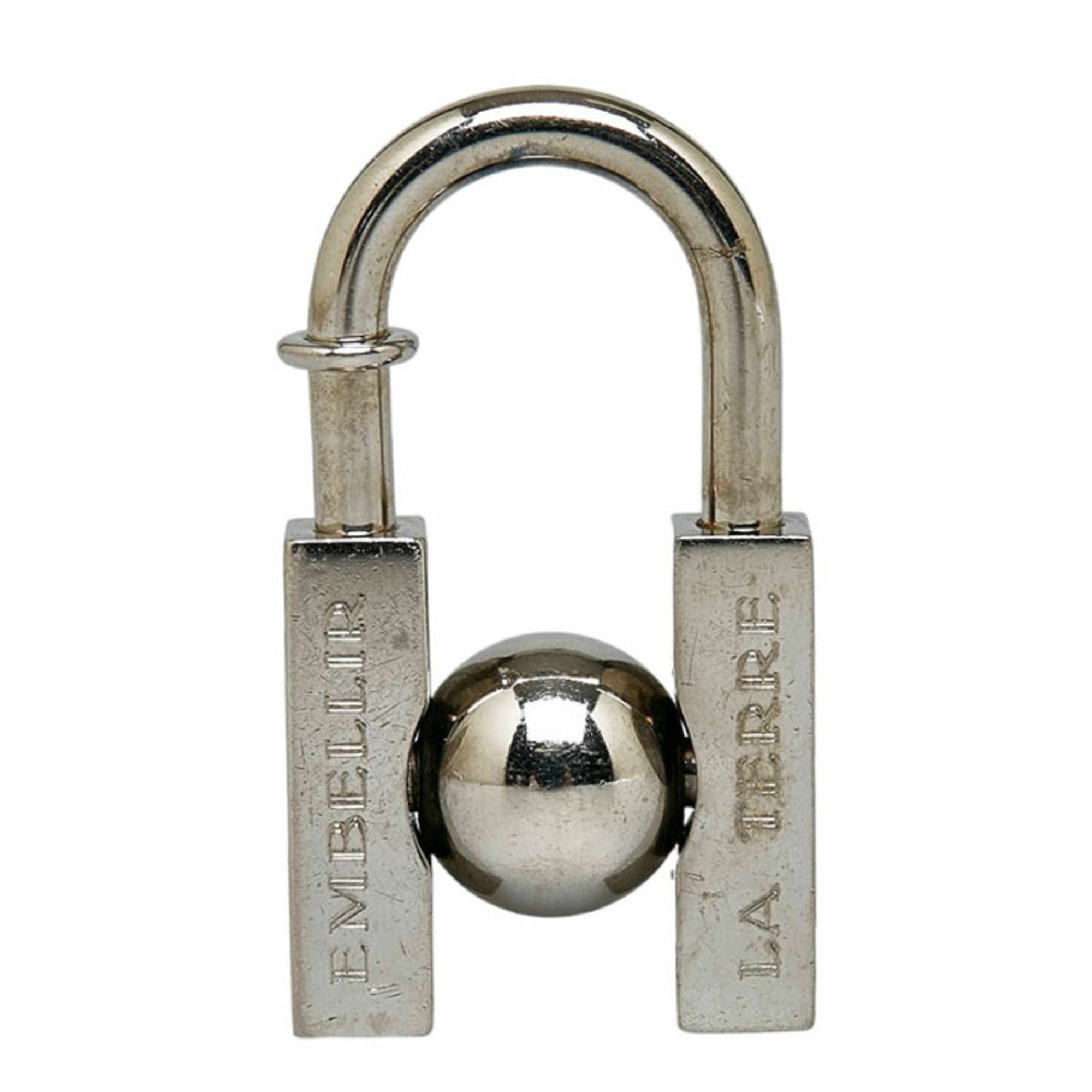 Hermes H Cadena Earth Motif 2001 Limited (In Search of the Unknown Beauty Earth) Padlock Silver Metal Ladies HERMES