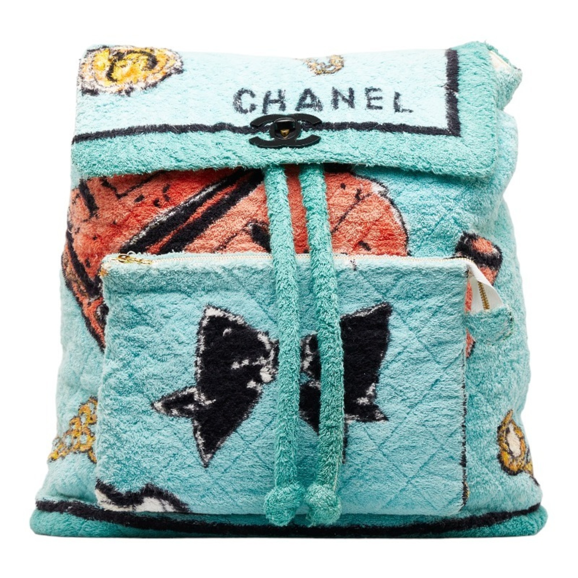 Chanel pile rucksack backpack green multicolor cotton ladies CHANEL