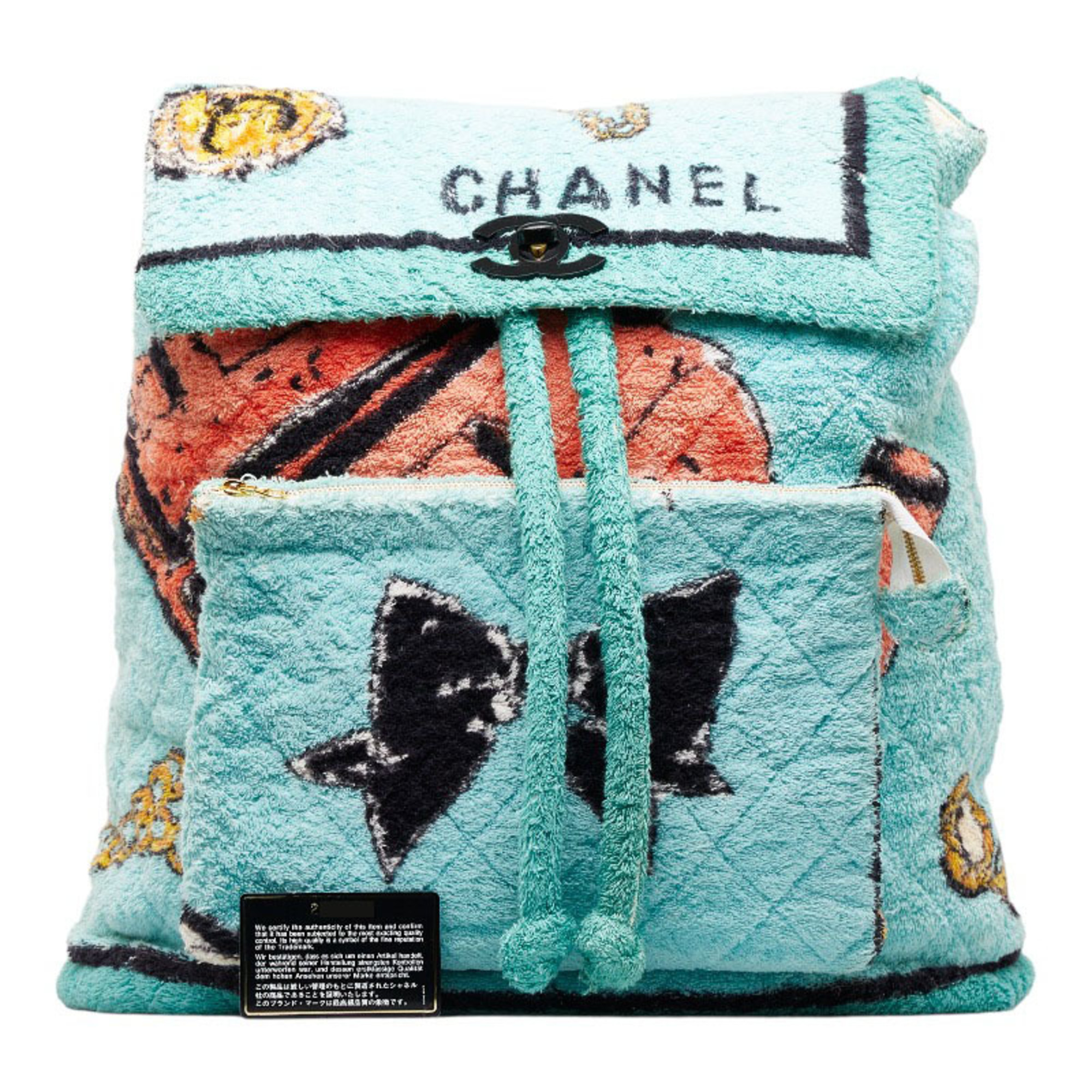 Chanel pile rucksack backpack green multicolor cotton ladies CHANEL