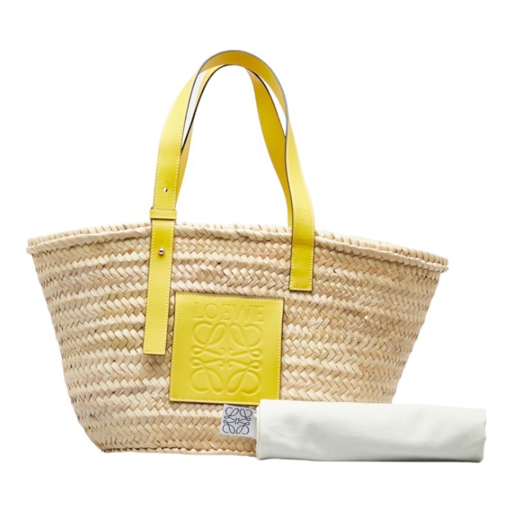 Loewe basket bag large handbag beige yellow raffia leather ladies LOEWE