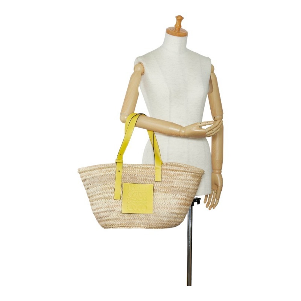 Loewe basket bag large handbag beige yellow raffia leather ladies LOEWE
