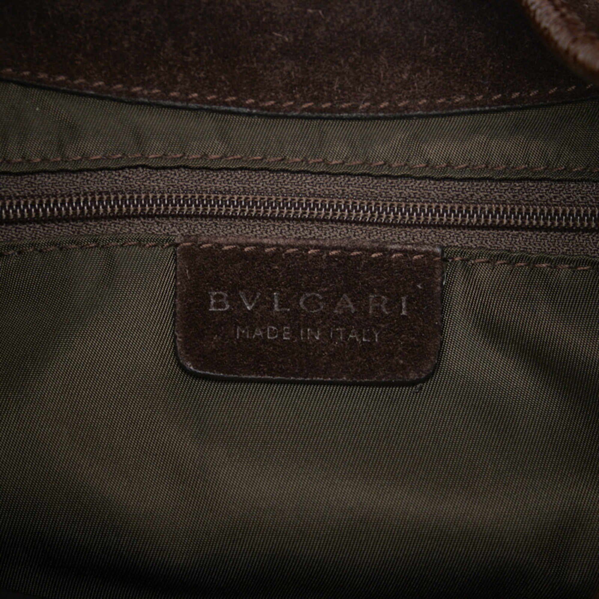 Bvlgari one shoulder bag brown canvas leather ladies BVLGARI