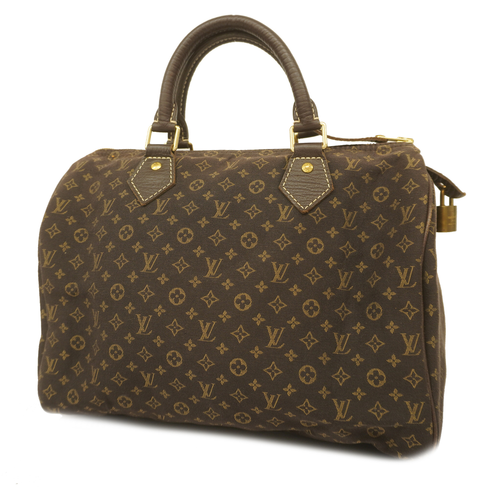 Auth Louis Vuitton Monogram Mini Lin Speedy 30 M95224 Women's Handbag Ebene