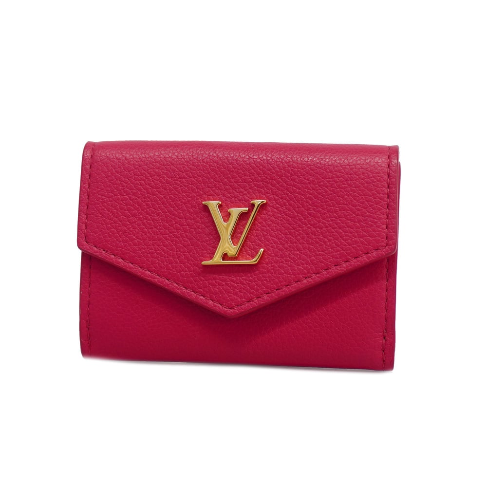 Auth Louis Vuitton Portefeuille Lock Mini Compact Wallet M80087