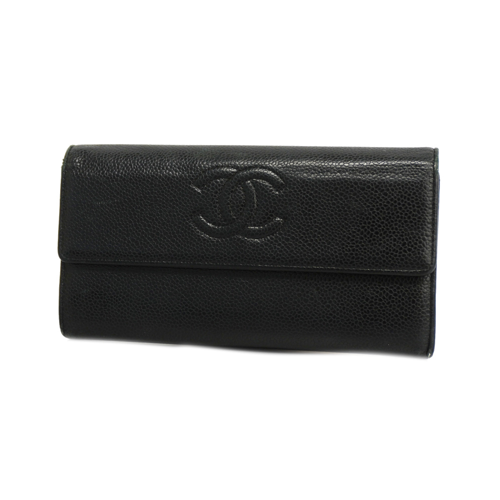 Chanel Black Caviar Leather CC Bifold Card Case Chanel