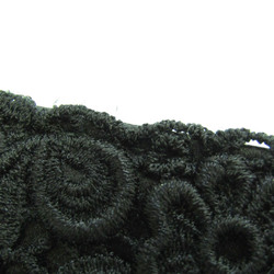 Salvatore Ferragamo Vara Lace Knitting Embroidery KB-22 B594 Women's Satin Handbag,Pouch Black