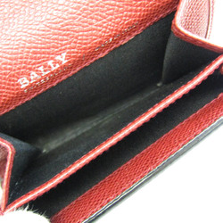 Bally BINS.B Leather Card Case Black,Red Color