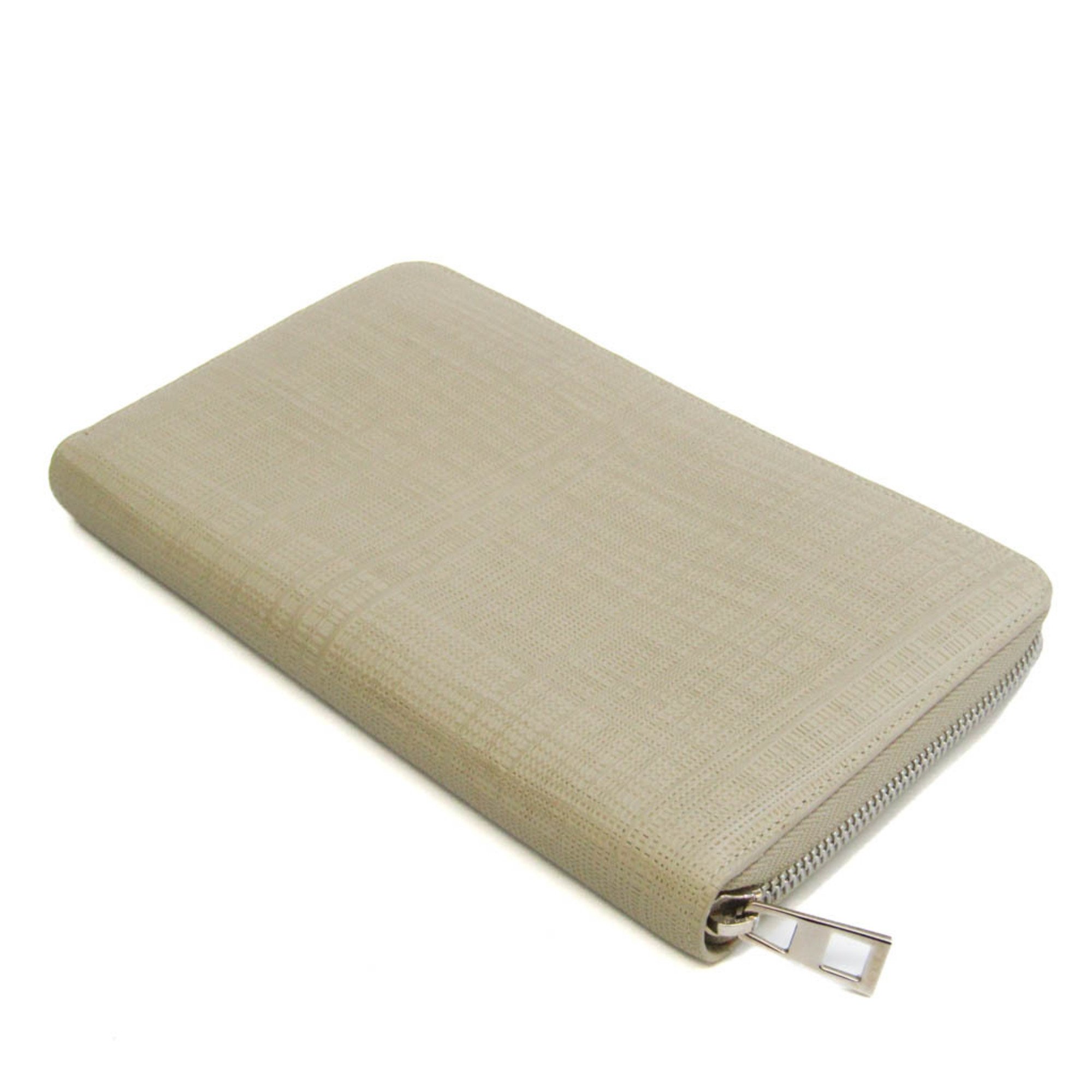 Loewe Linen 101.79.I41 Men,Women Leather Long Wallet (bi-fold) Gray Beige