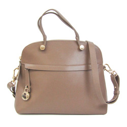 Furla Piper M Women's Leather Handbag,Shoulder Bag Grayish
