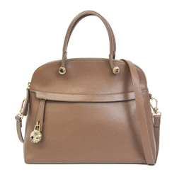 Furla Piper M Women's Leather Handbag,Shoulder Bag Grayish